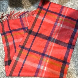 Coach peach plaid fringe scarf